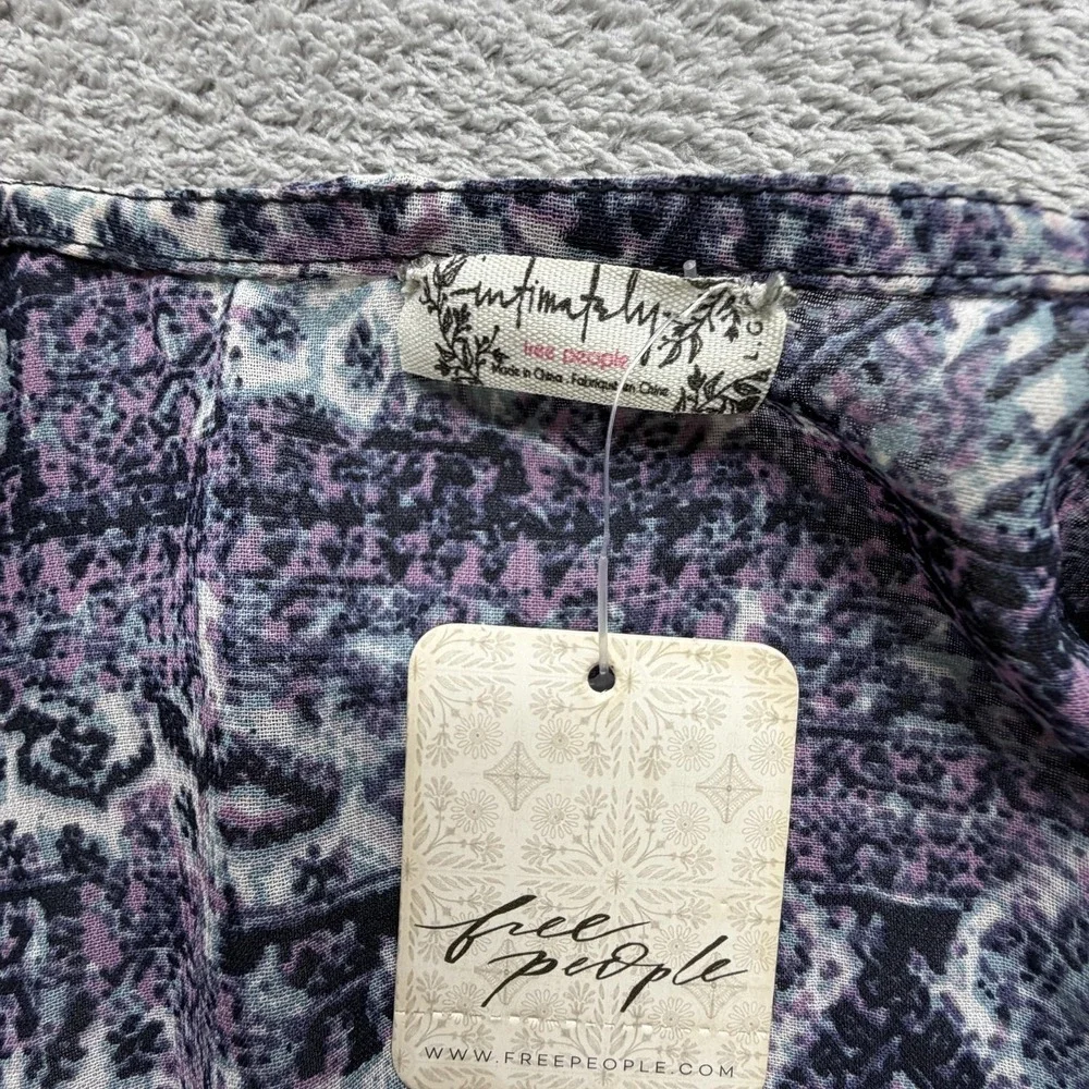 Free People Blouse Womens One‎ Size Purple Geometric Kimono Boho Open Front Top